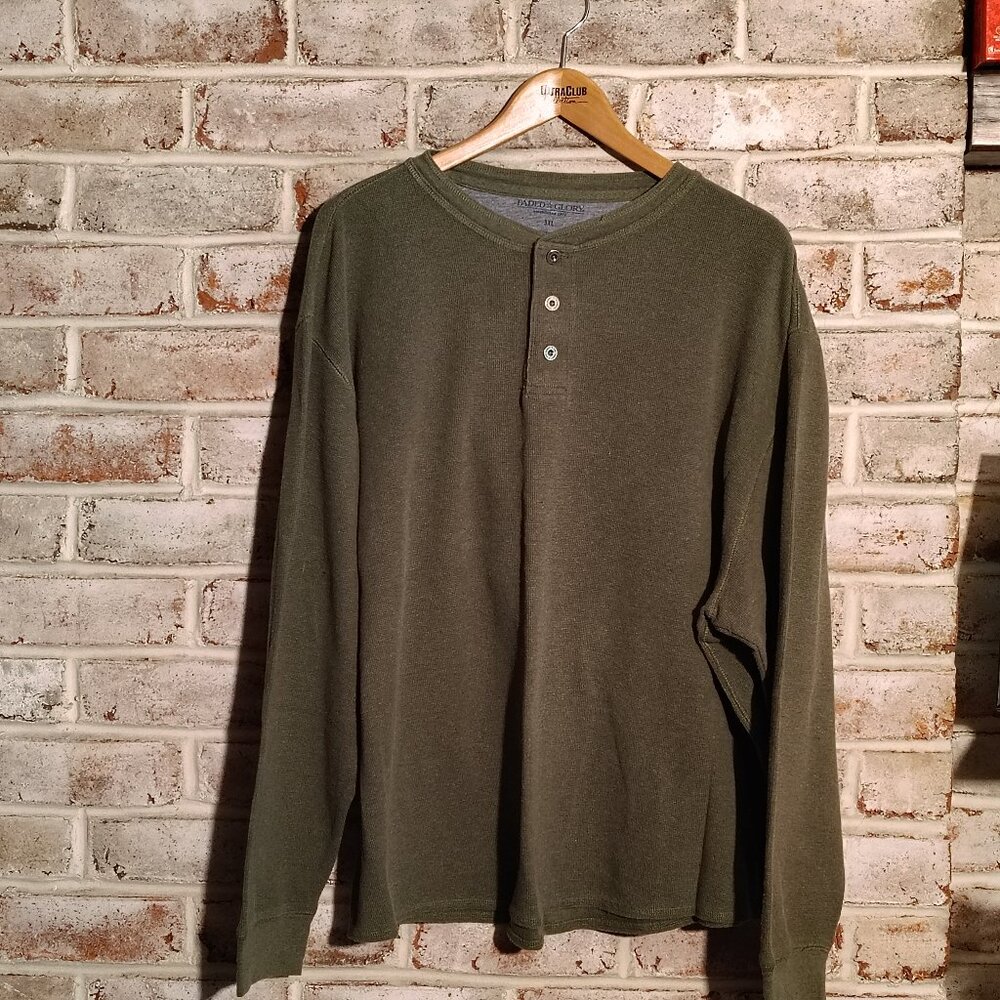 Faded Glory Green Henley - 3XL